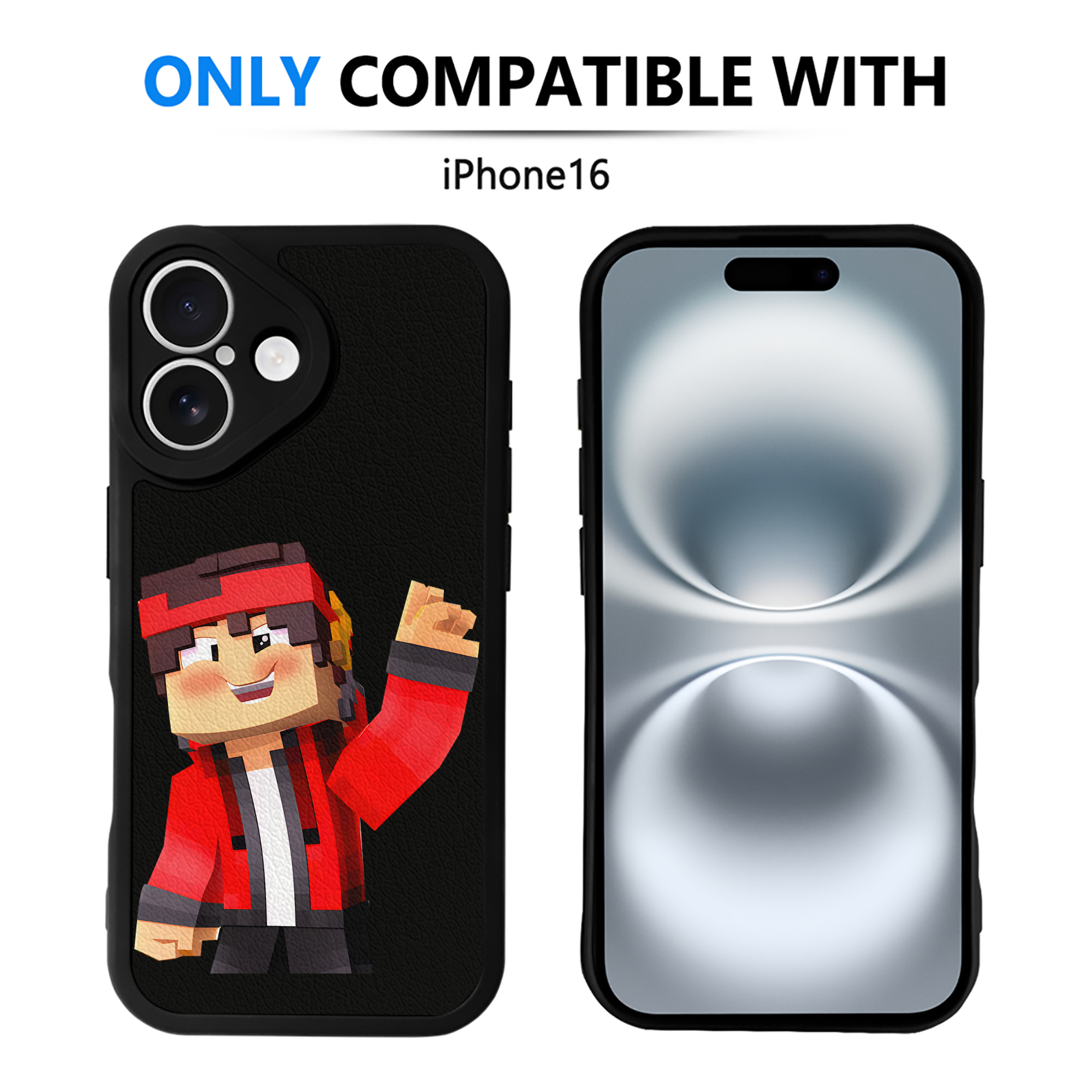 （画像用） マインクラフト ブロックの世界 Minecraft MC Block world 【iPhone 16シリーズ対応】シリコンスマホケース（レザー調） 材質：シリコン